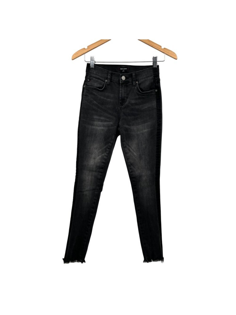Dear John Womens Gisele Skinny Jeans Frayed Cuff Gray Size 25 Waist